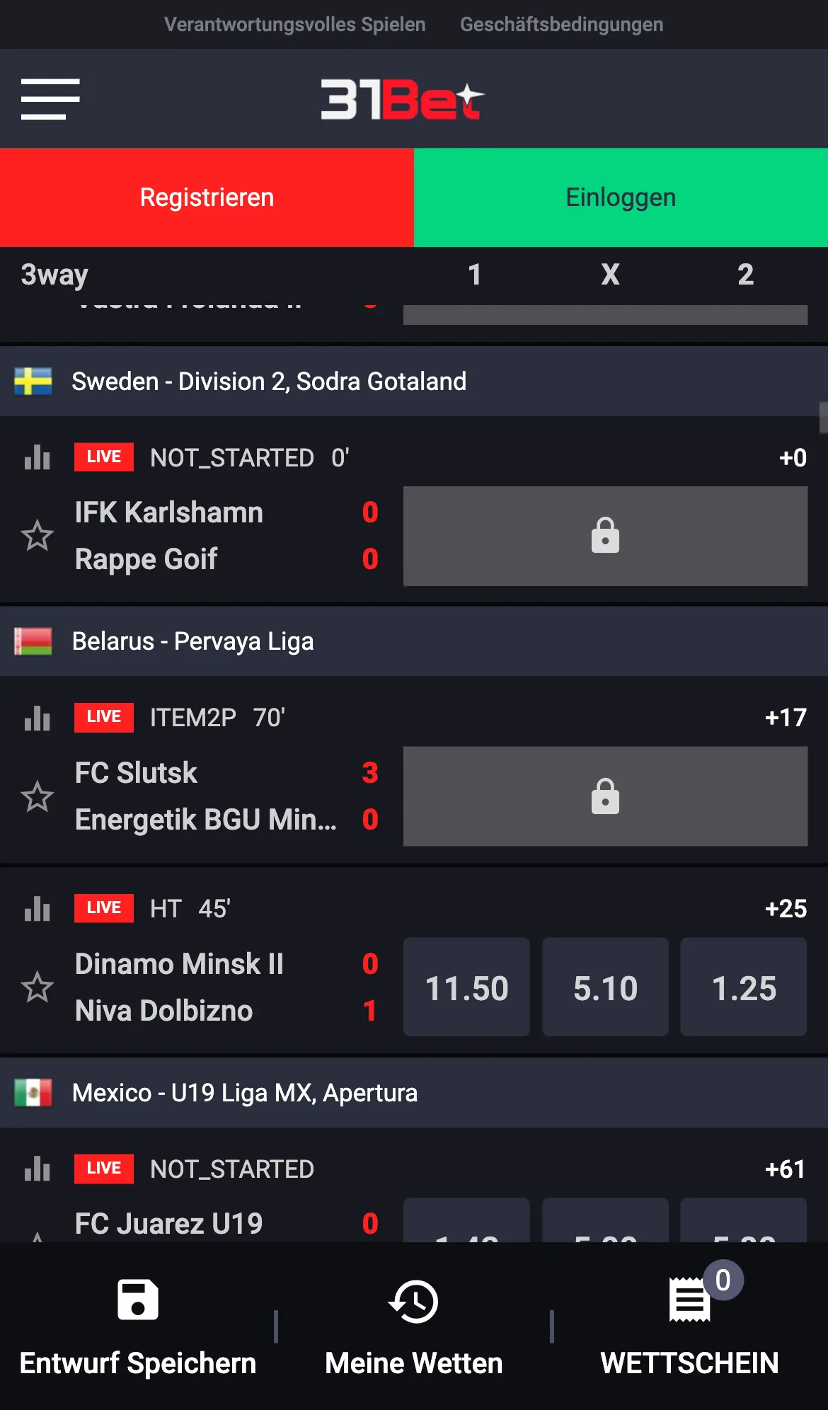 31Bet Livewetten mobil