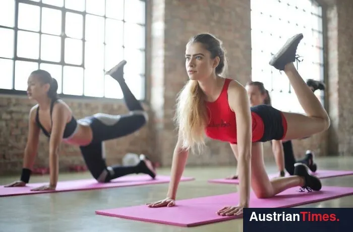 group of women doing yoga