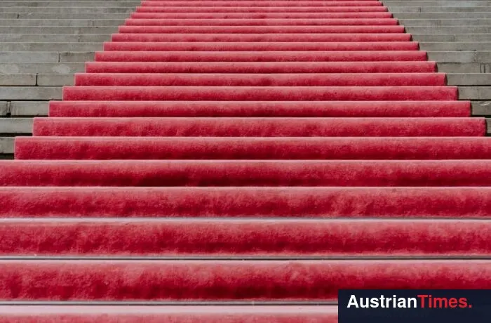 red rug on stairs