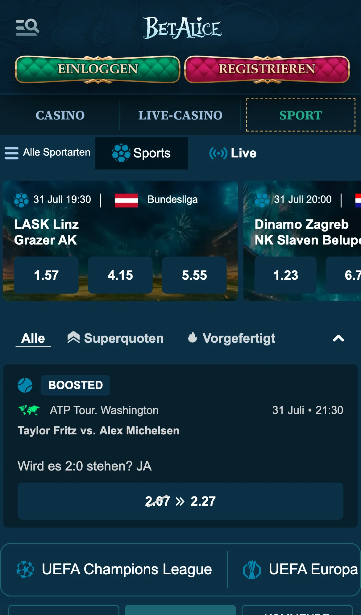 BetAlice Sportwetten mobil