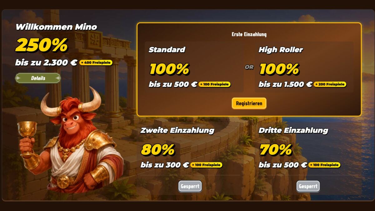Mino Online Casino Österreich, Spiele und VIP-Programm