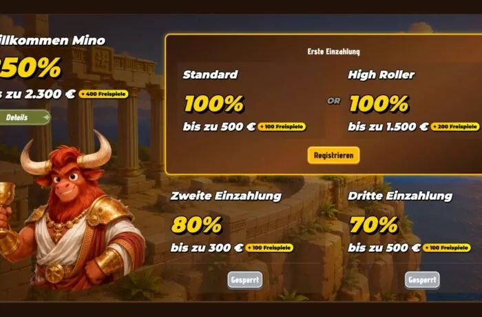 Mino Online Casino Österreich, Spiele und VIP-Programm